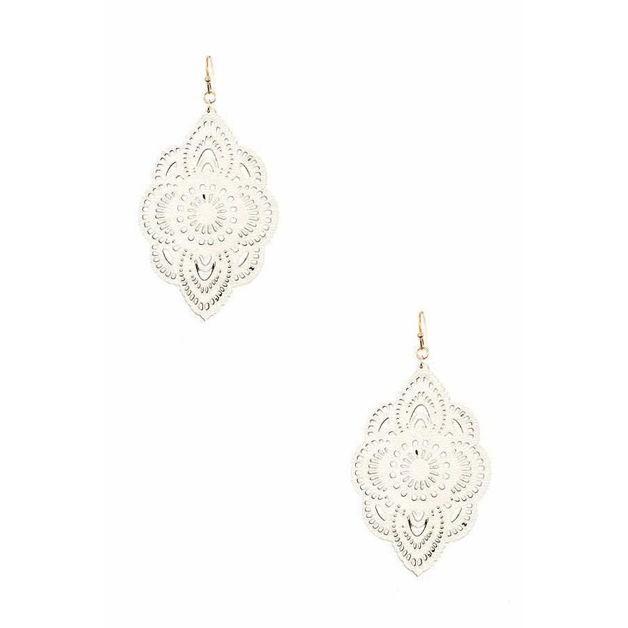Faux Leather Cut Out Drop Earrings -- Choice of Color - BFF Here