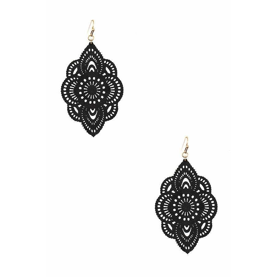 Faux Leather Cut Out Drop Earrings -- Choice of Color - BFF Here