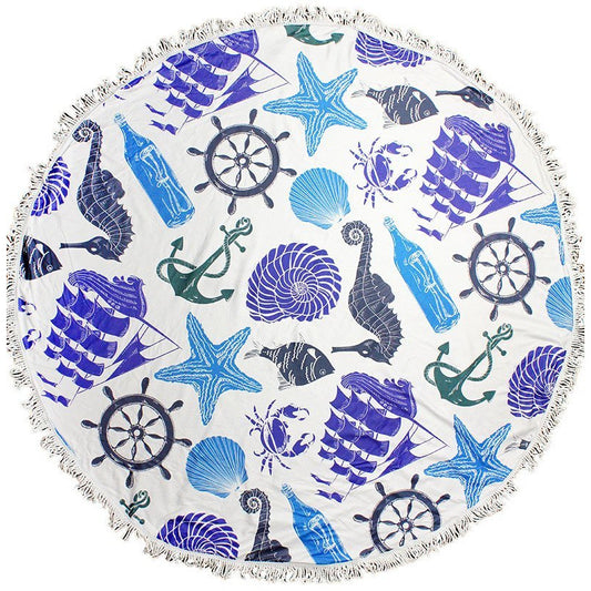 Nautical Round Beach Towel - BFF Here