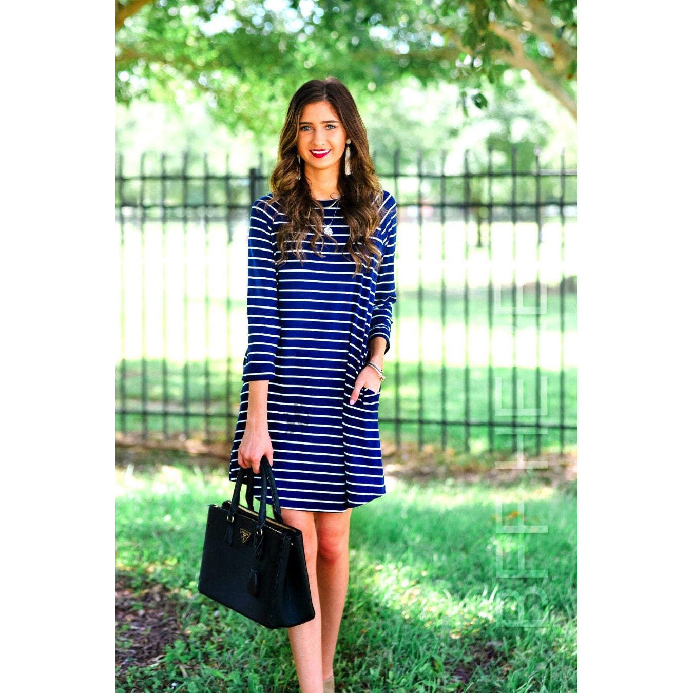 Emily 3/4 Sleeve Dress -- Choice of Color - BFF Here