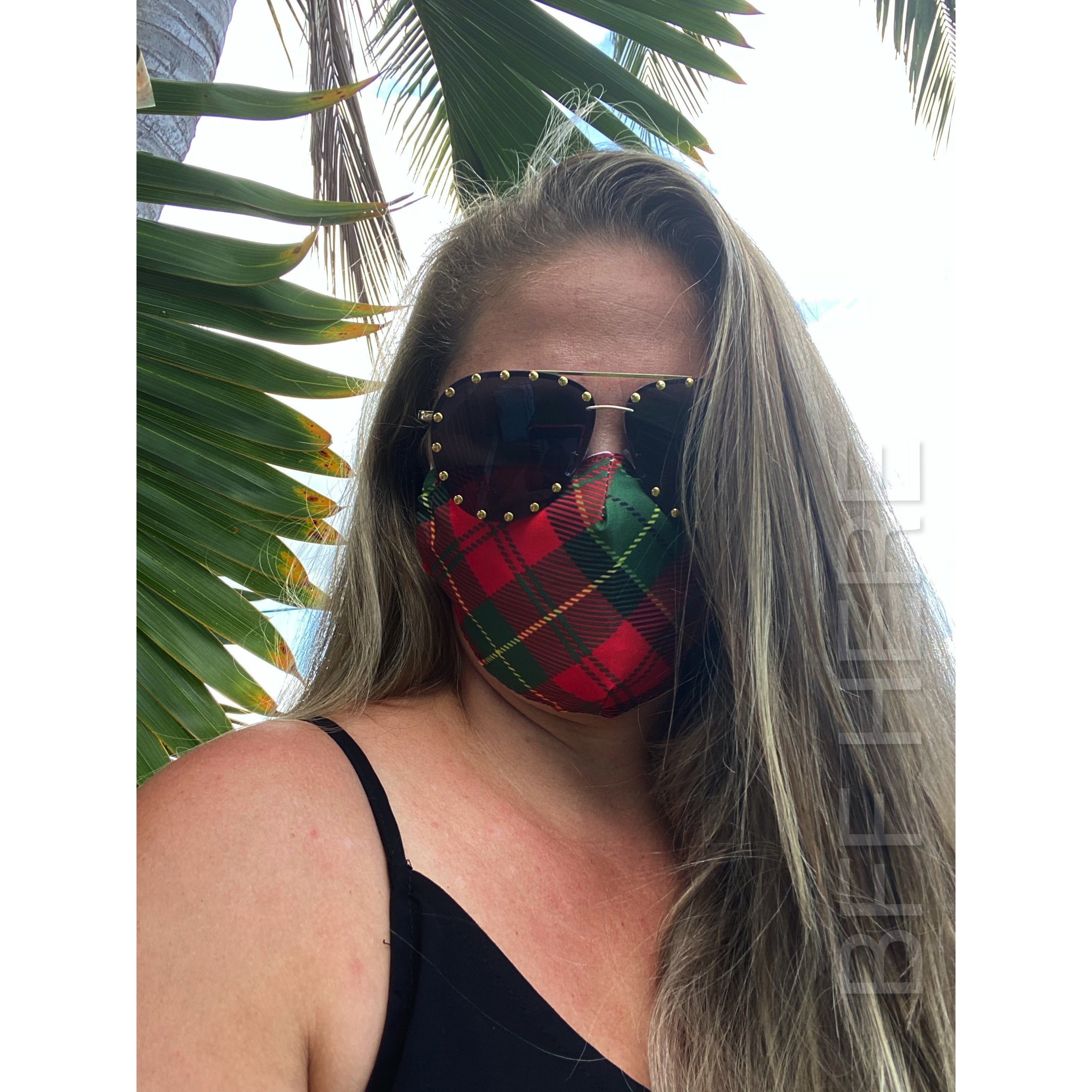 Christmas Plaid Adjustable Face Mask - Adult - BFF Here