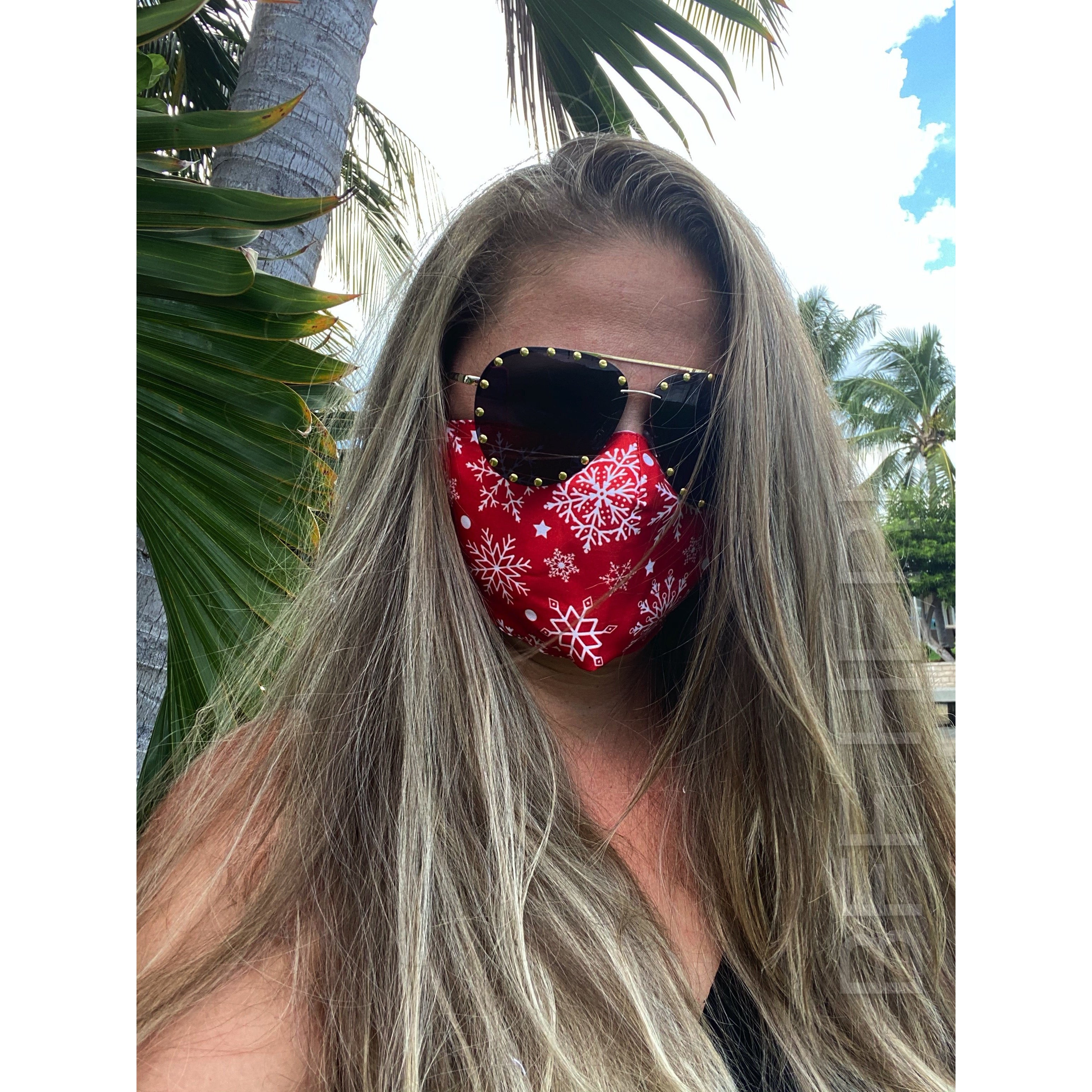 Red Snowflake Adjustable Face Mask - Adult - BFF Here
