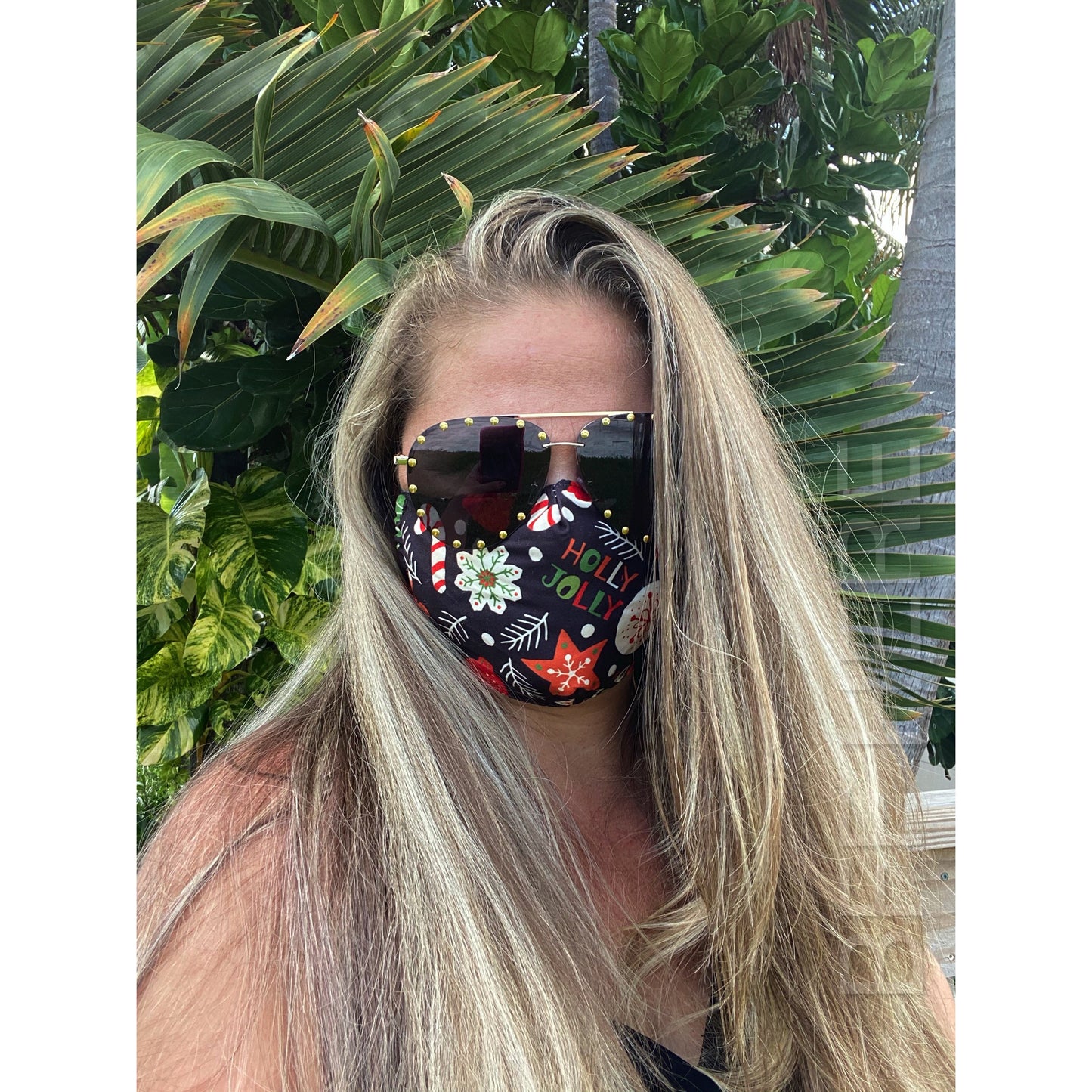 Holly Jolly Adjustable Face Mask - Adult - BFF Here