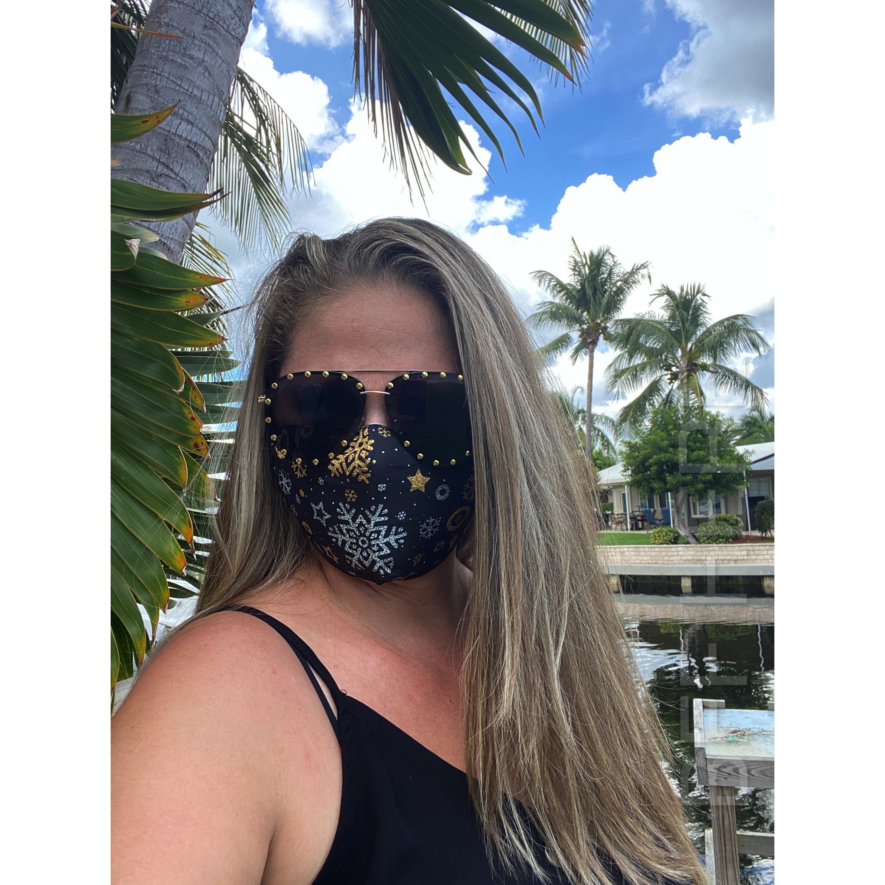 Gold & Silver Snowflake Adjustable Face Mask - Adult - BFF Here