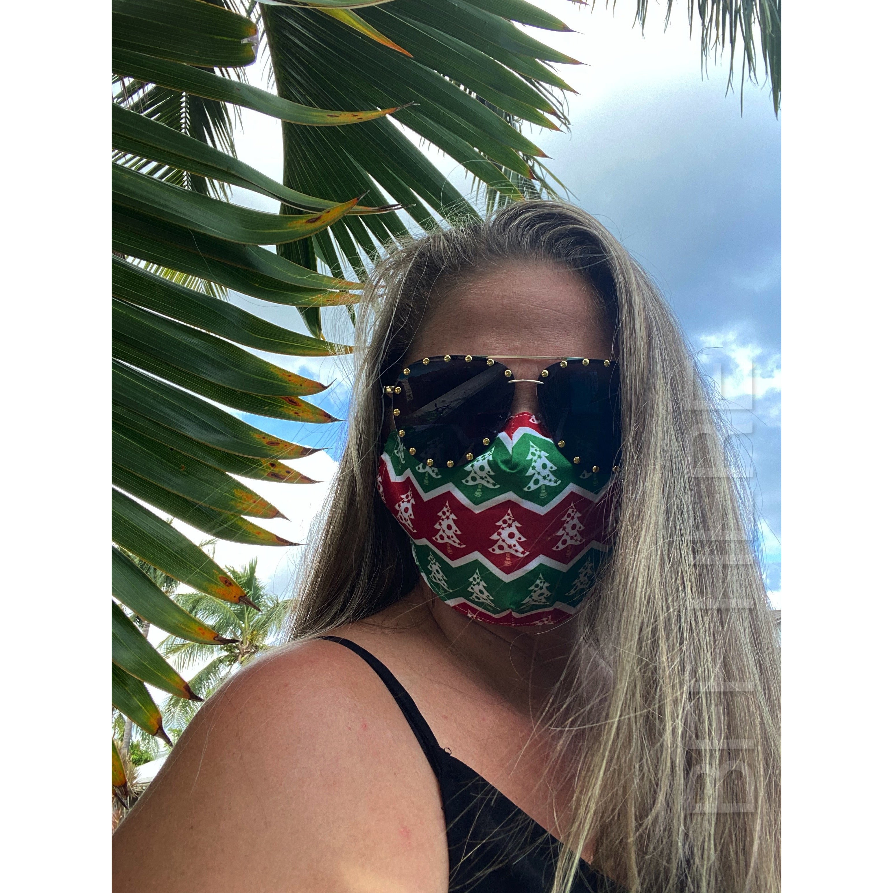 White Christmas Tree Adjustable Face Mask - Adult - BFF Here