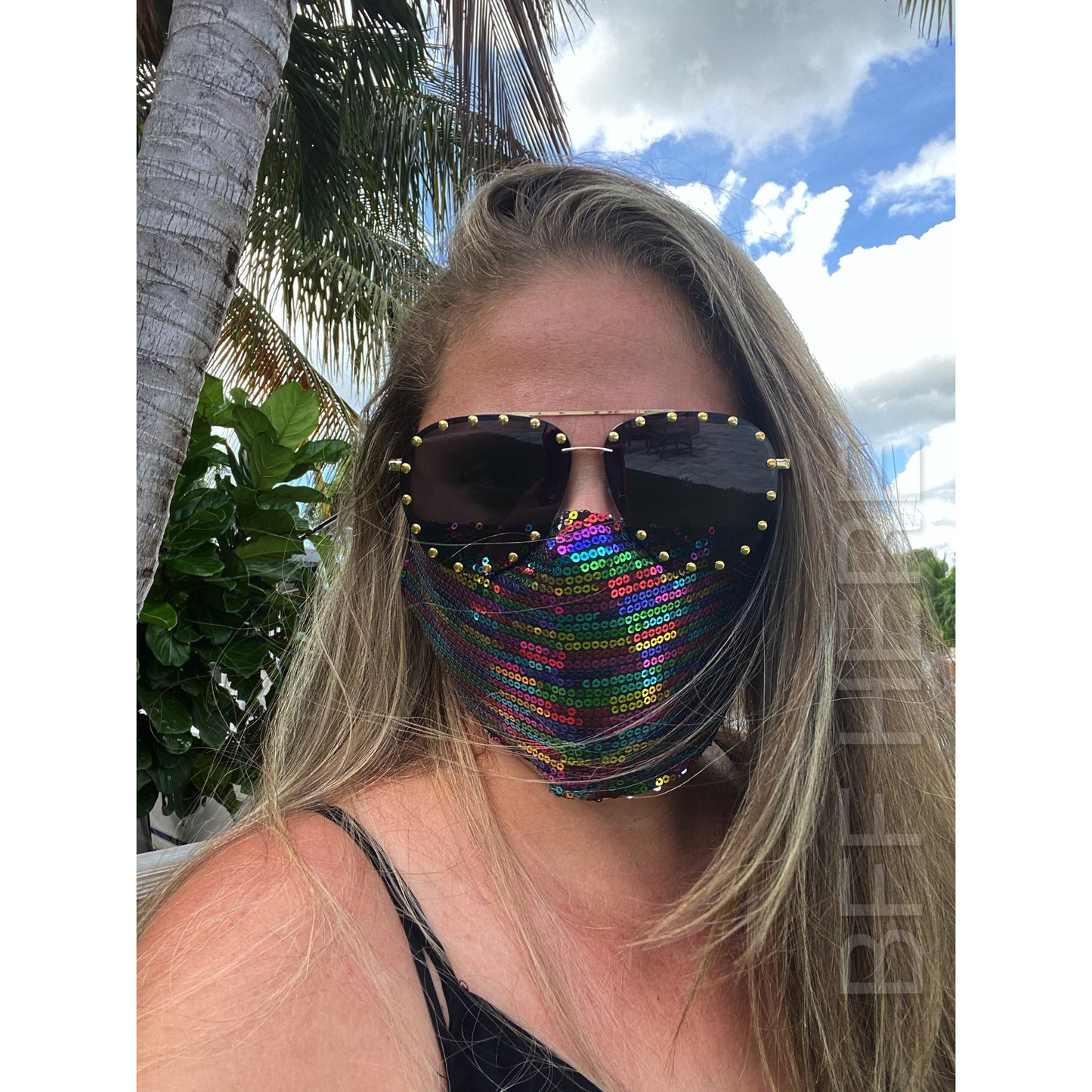 Multi Color Sequin Adjustable Face Mask - Adult - BFF Here