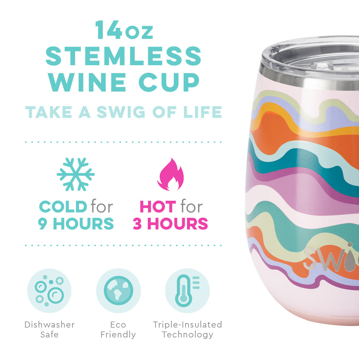 Sand Art Stemless Wine Cup (14oz) by Swig Life - BFF Here