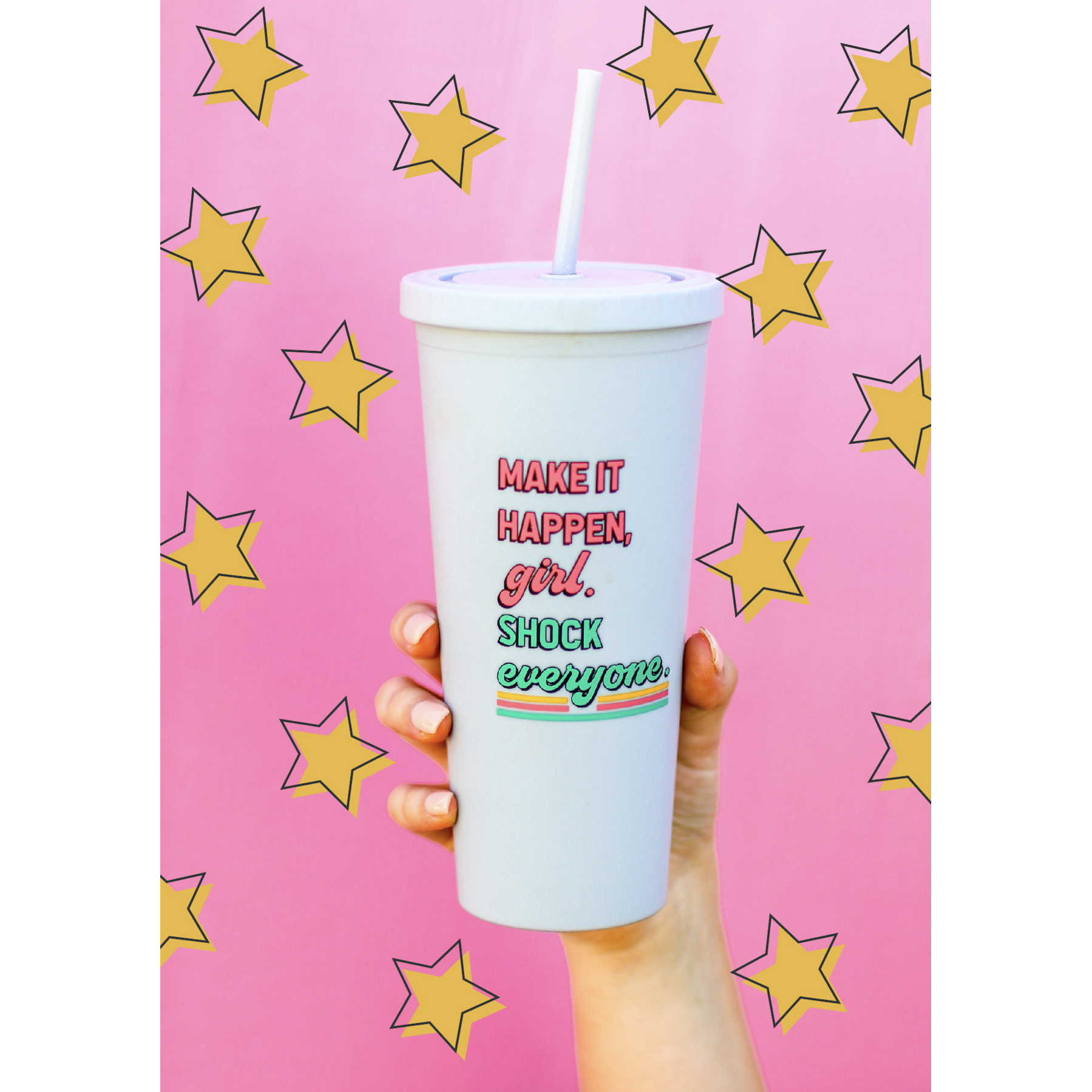 Matte Tumbler 22oz (Grey) - Make It Happen Girl - BFF Here