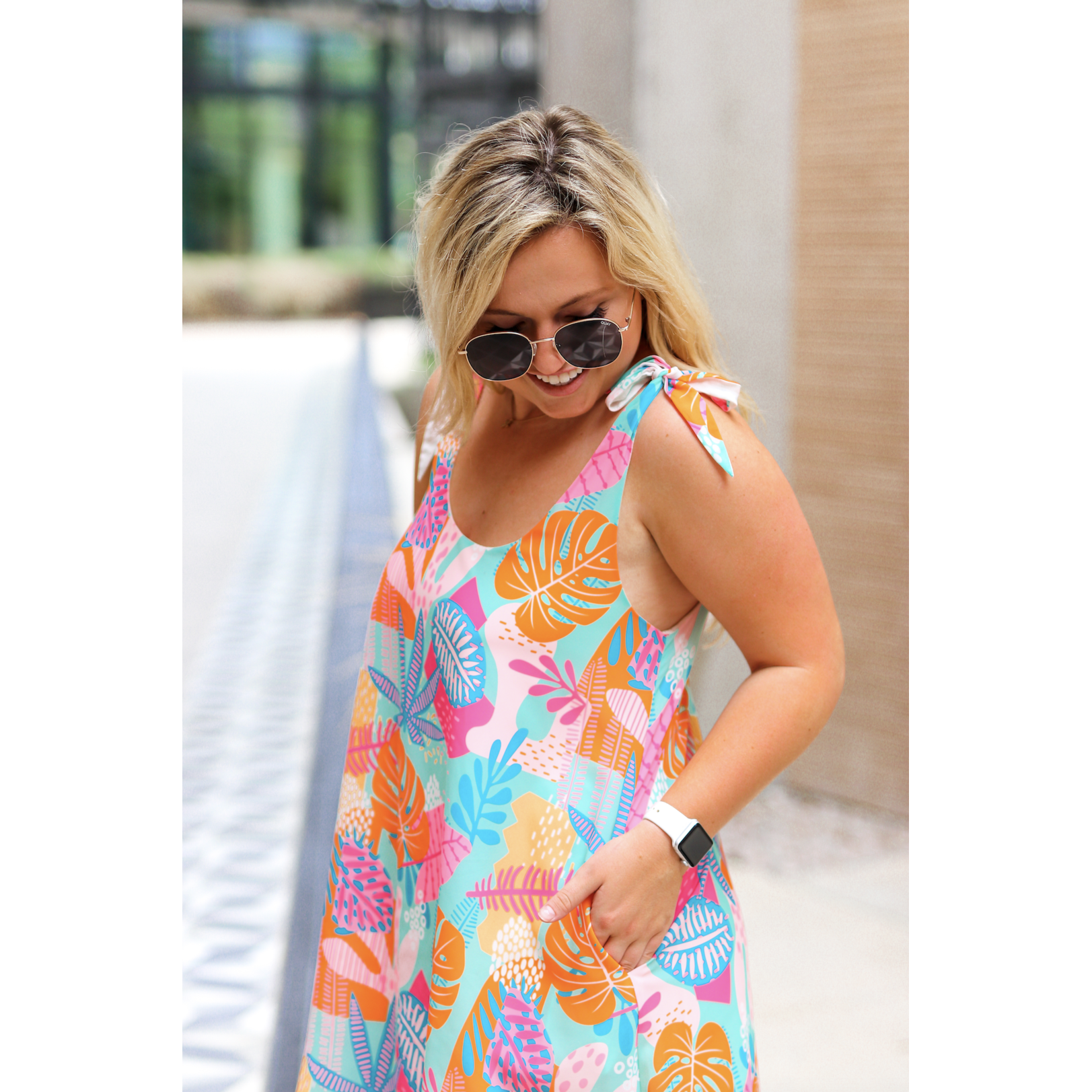 Fresh Start Palm - Cami Tie Dress - BFF Here