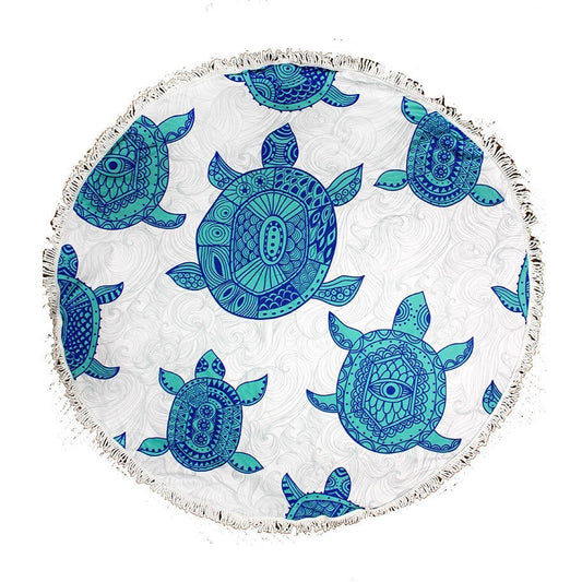 Mandala Turtle Round Beach Towel - BFF Here