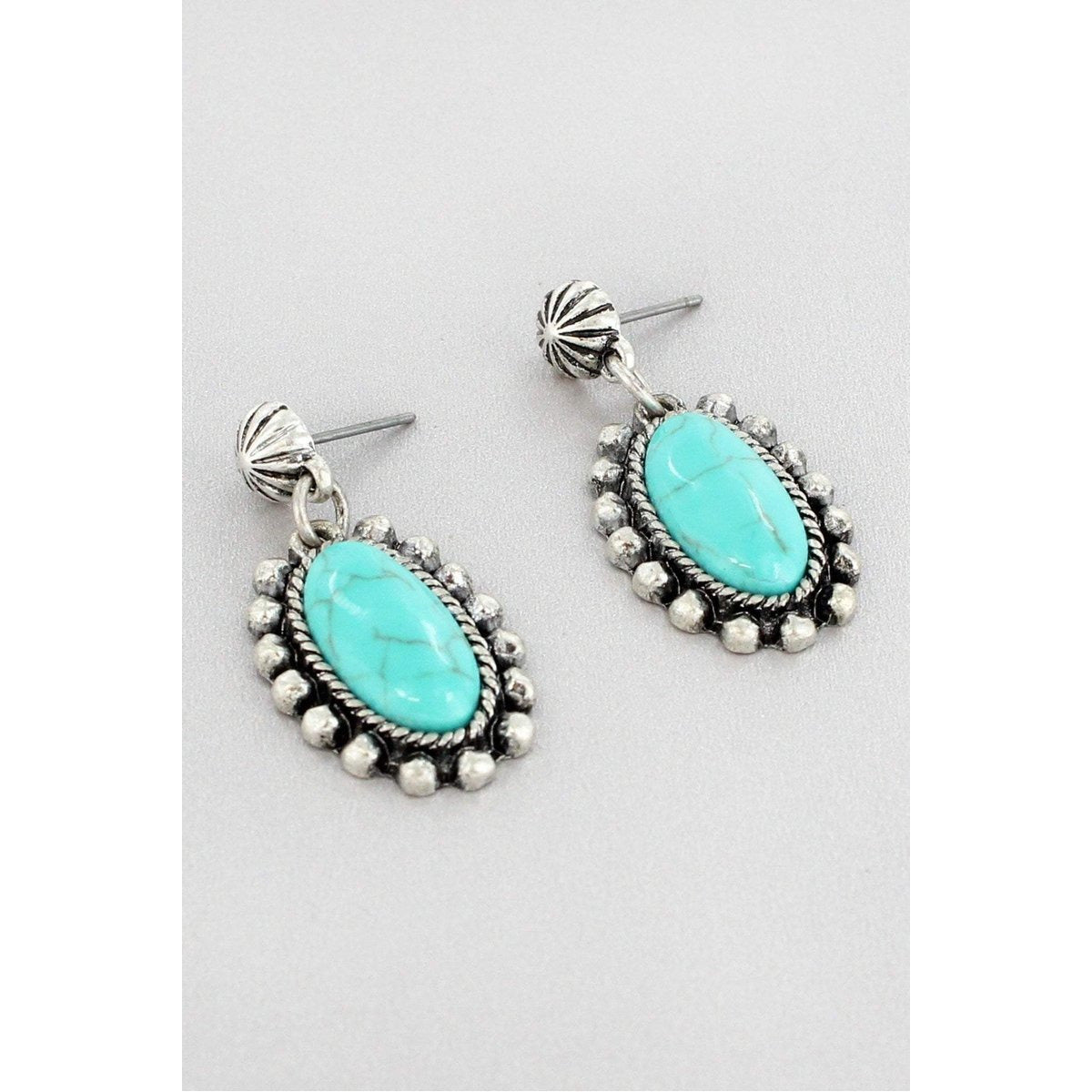 Western Turquoise Oval Earrings - BFF Here