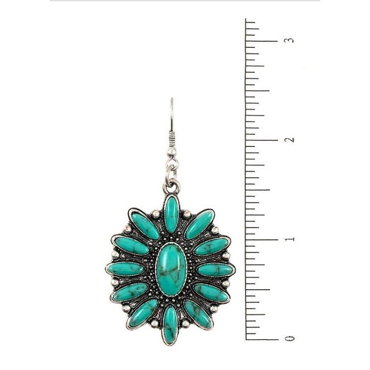 Western Turquoise Floral Earrings - BFF Here