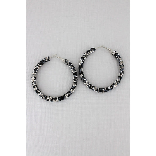 Black Monochrome Seed Bead Earrings - BFF Here