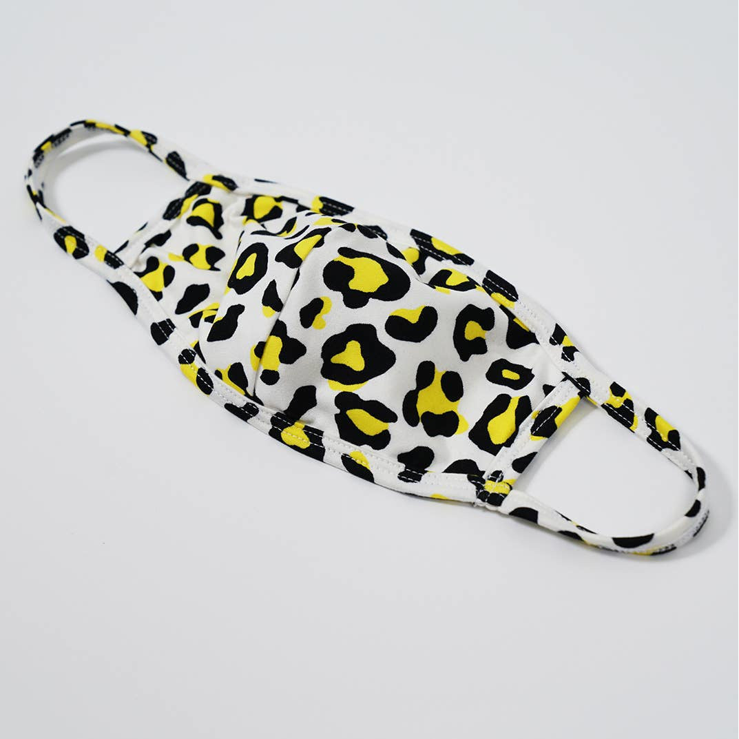 Yellow Leopard Face Mask - Adult - BFF Here