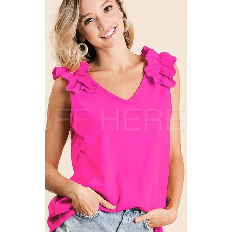 Lucia Ruffle Shoulder Tank - BFF Here
