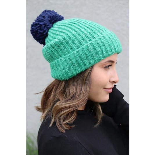 Teal and Blue Pom Hat - BFF Here