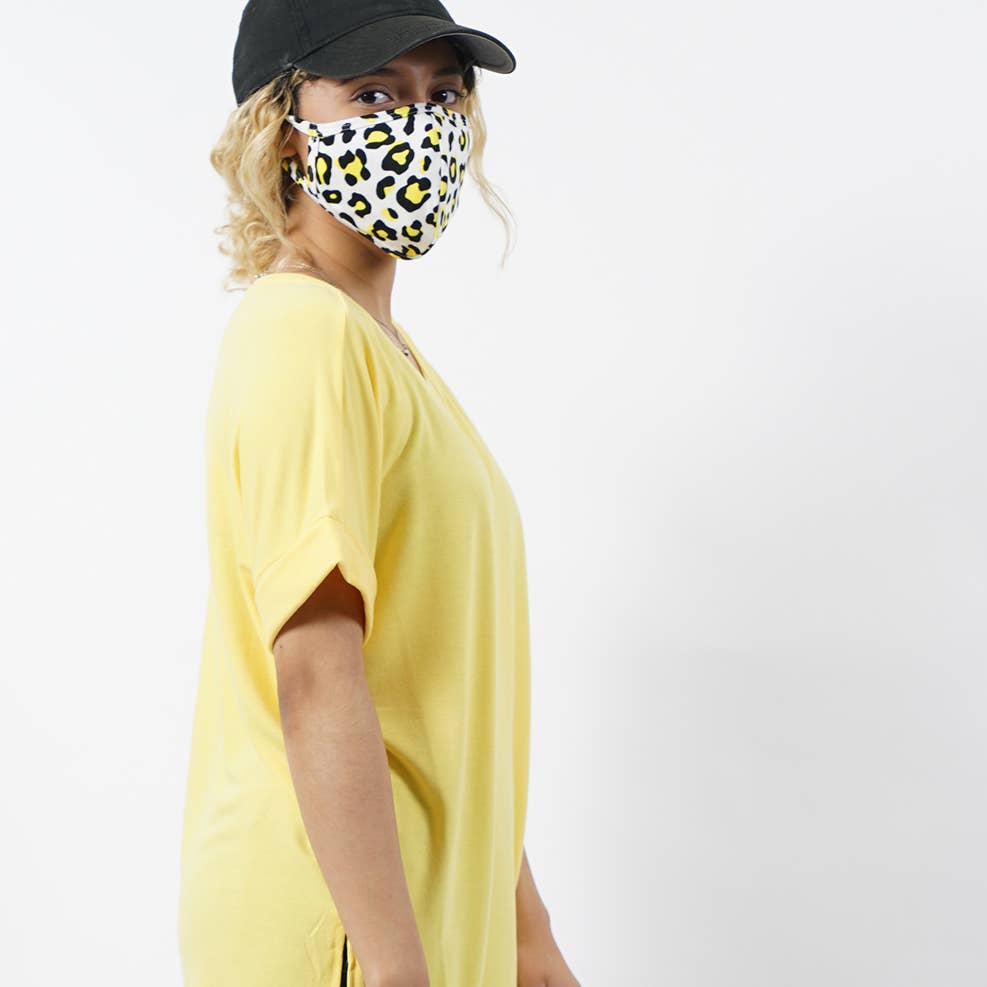 Yellow Leopard Face Mask - Adult - BFF Here