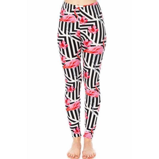 Flamingo And Geo Mix Print Leggings - BFF Here