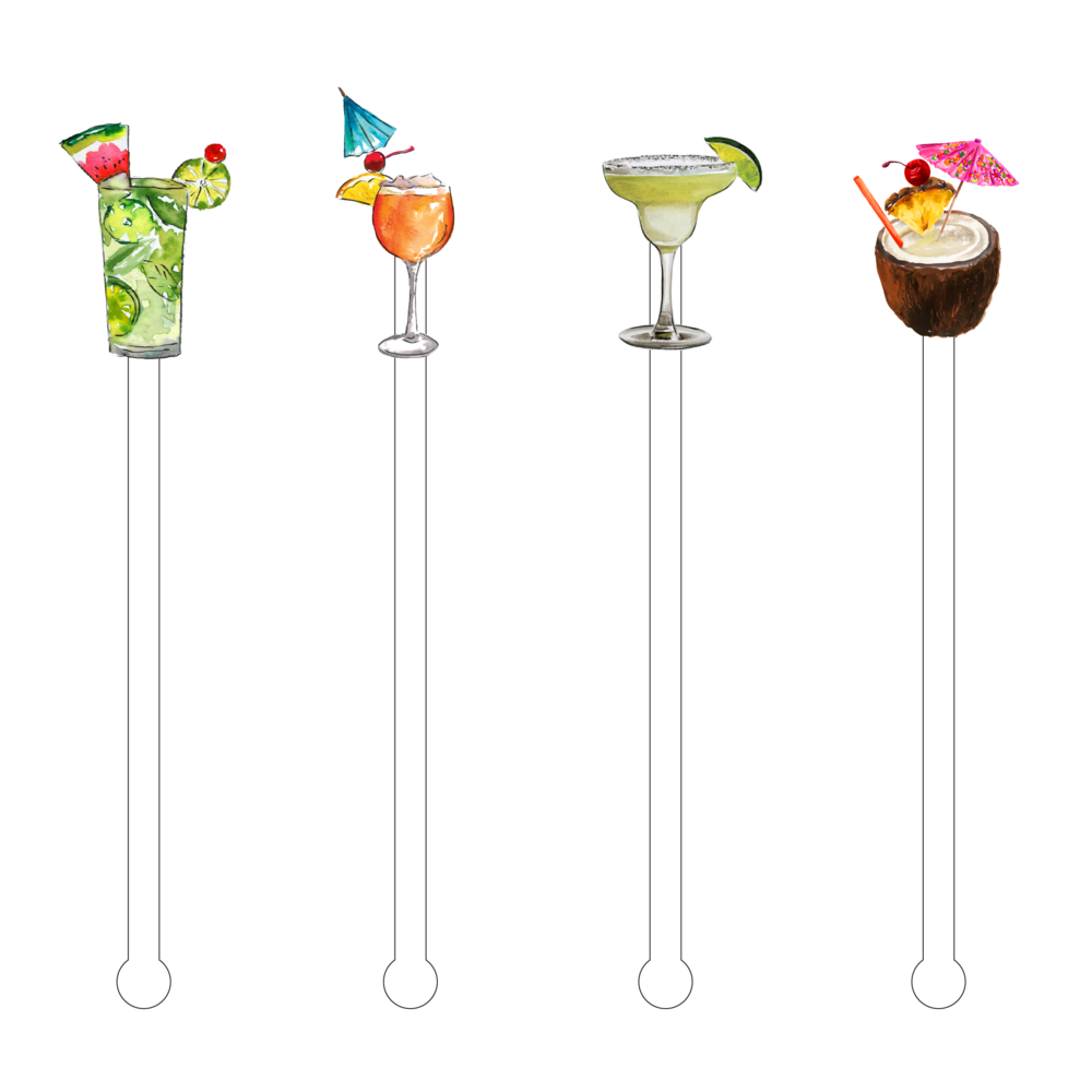 Tropical Drinks Stir Sticks -- Choice of Style - BFF Here