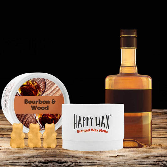 Happy Wax Soy Melts --  Bourbon and Wood - BFF Here