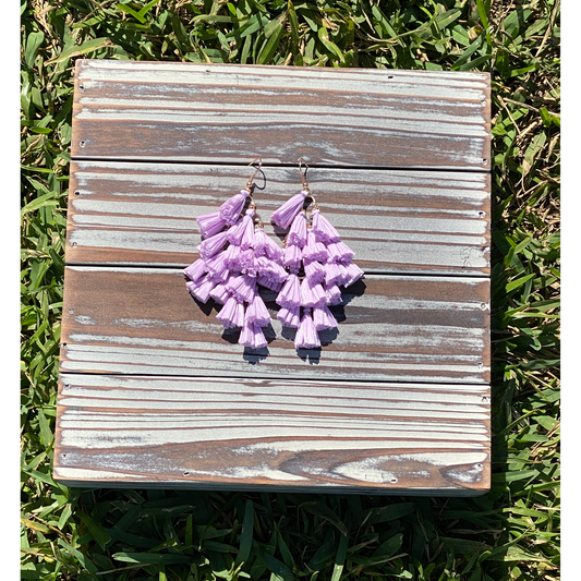 Lavendar Raffia Tassel Dangle Earrings - BFF Here