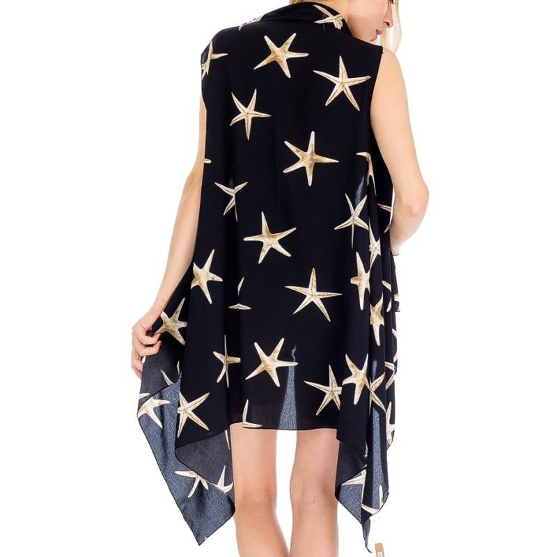 Starfish Print Kimono Vest - BFF Here