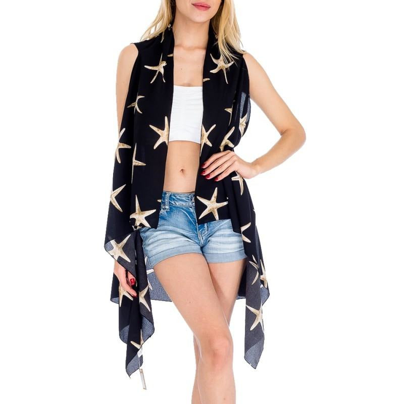 Starfish Print Kimono Vest - BFF Here