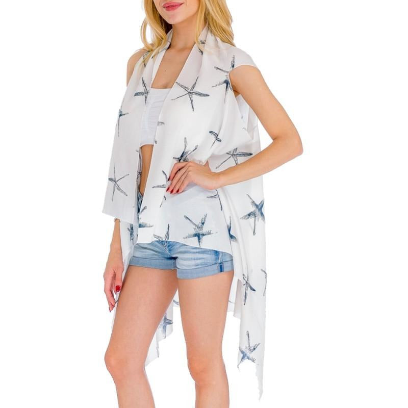 Starfish Print Kimono Vest - BFF Here