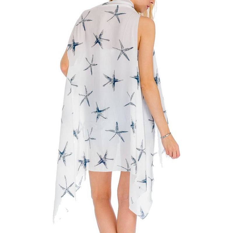 Starfish Print Kimono Vest - BFF Here