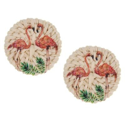 Flamingo Straw Post Earrings - BFF Here