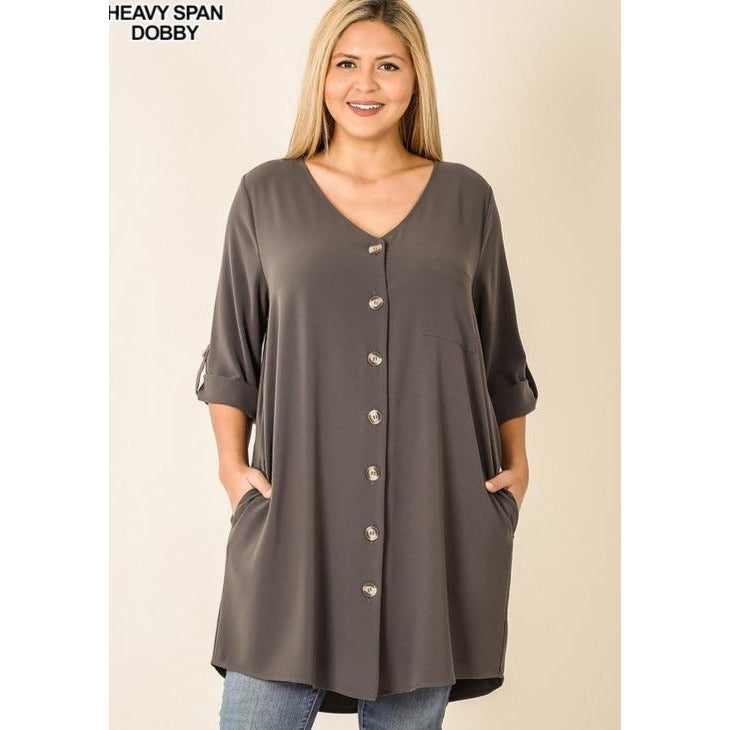 Woven Cardigan Tunic Dress - BFF Here