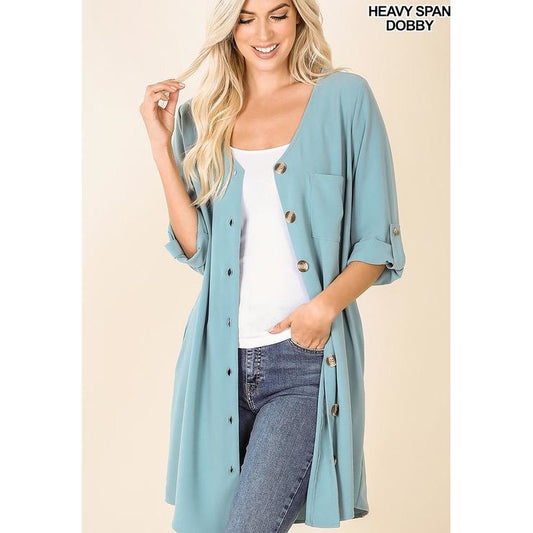 Woven Cardigan Tunic Dress - BFF Here