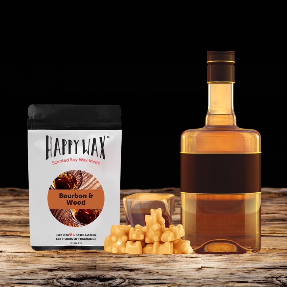 Happy Wax Soy Melts -- Burbon and Wood - BFF Here