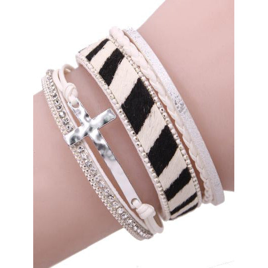 Cross Layered Bracelet -- Choice of Color - BFF Here