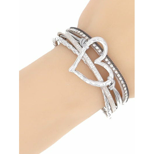 Hammered Metal Heart Wrap Bracelet - BFF Here