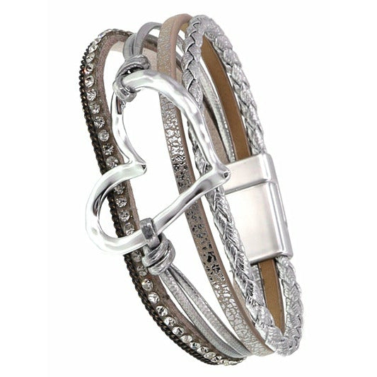 Hammered Metal Heart Wrap Bracelet - BFF Here