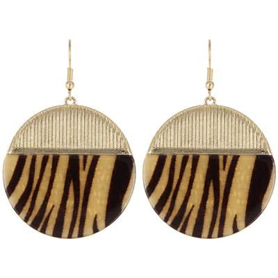 Animal Print Round Earring -- Gold - BFF Here