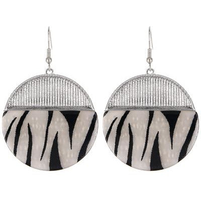 Animal Print Round Earring -- Silver - BFF Here