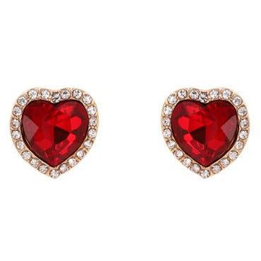 Heart Faceted Glass Stone Stud Earring - BFF Here