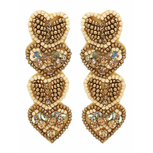 Golden Heart Seed Bead Earrings - BFF Here