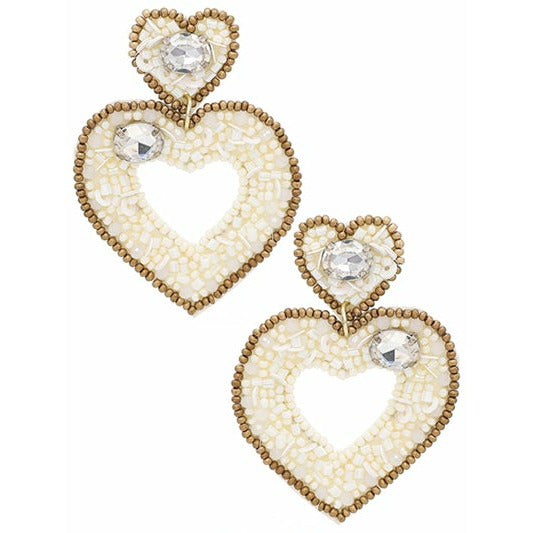 Twin Heart Seed Bead Earrings - BFF Here