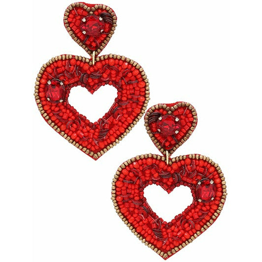 Twin Heart Seed Bead Earrings - BFF Here