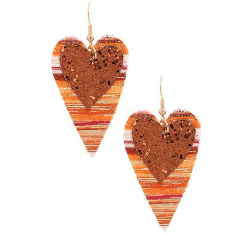Brown Tone Layered Heart Earring - BFF Here