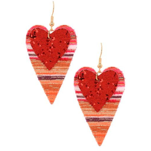 Red Tone Layered Heart Earring - BFF Here