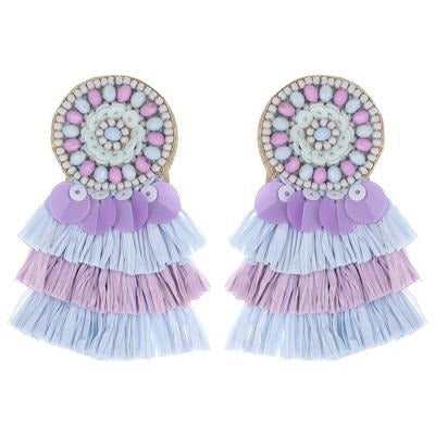 Raffia Seed Bead Earrings - BFF Here