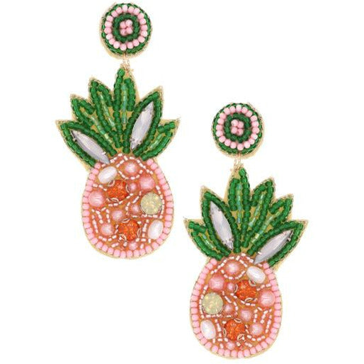 Beaded Pineapple Stone Earrings - BFF Here