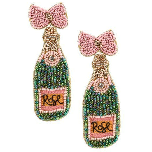 Rose Champagne Bottle  Earrings - BFF Here