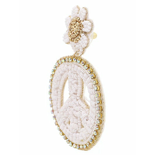 Sunny Peace Sign Seed Bead Earrings - BFF Here