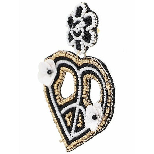 Peace Sign Heart Seed Bead Earrings - BFF Here