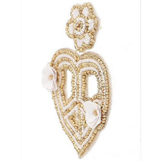 Peace Sign Heart Seed Bead Earrings - BFF Here